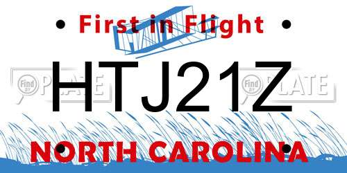 HTJ21Z North Carolina License Plate