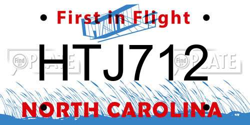 HTJ712 North Carolina License Plate
