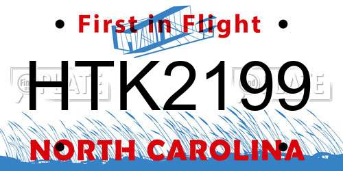 HTK2199 North Carolina License Plate