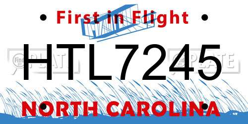 HTL7245 North Carolina License Plate