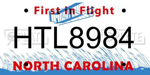 HTL8984 North Carolina License Plate