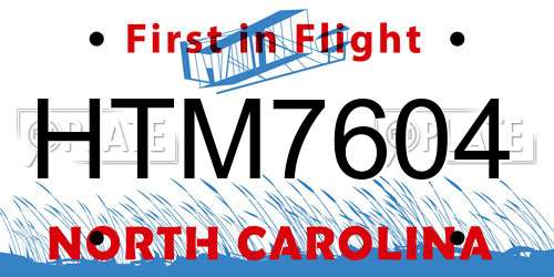 HTM7604 North Carolina License Plate