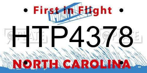 HTP4378 North Carolina License Plate