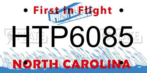 HTP6085 North Carolina License Plate