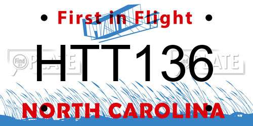 HTT136 North Carolina License Plate