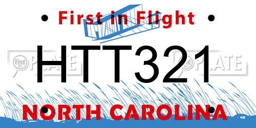 HTT321 North Carolina License Plate
