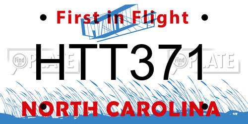 HTT371 North Carolina License Plate