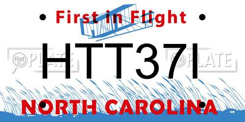 HTT37I North Carolina License Plate