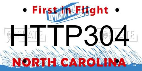 HTTP304 North Carolina License Plate