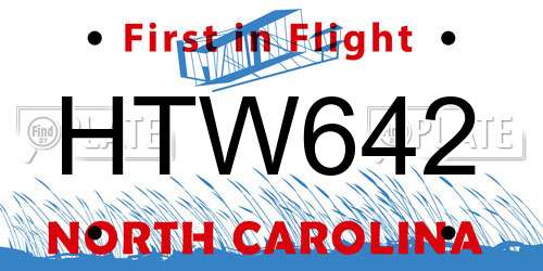 HTW642 North Carolina License Plate