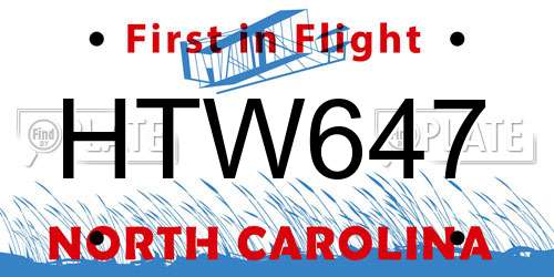HTW647 North Carolina License Plate