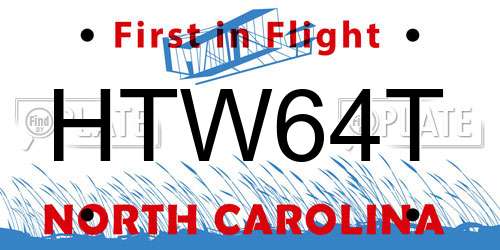 HTW64T North Carolina License Plate