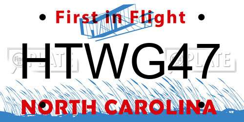 HTWG47 North Carolina License Plate