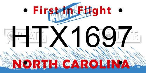 HTX1697 North Carolina License Plate