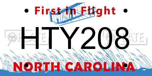 HTY208 North Carolina License Plate