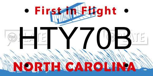 HTY70B North Carolina License Plate