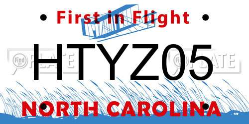 HTYZ05 North Carolina License Plate