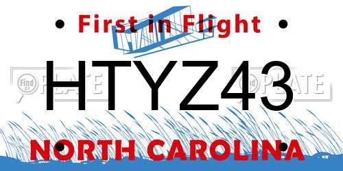 HTYZ43 North Carolina License Plate