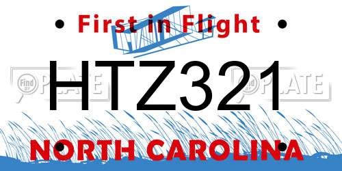 HTZ321 North Carolina License Plate