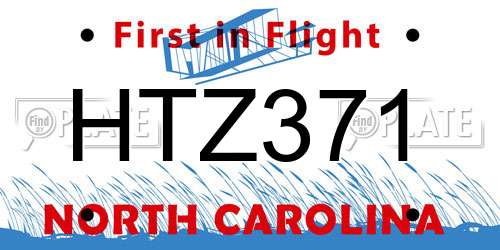 HTZ371 North Carolina License Plate