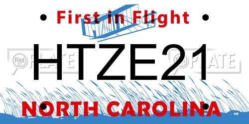 HTZE21 North Carolina License Plate