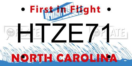 HTZE71 North Carolina License Plate