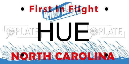 HUE North Carolina License Plate