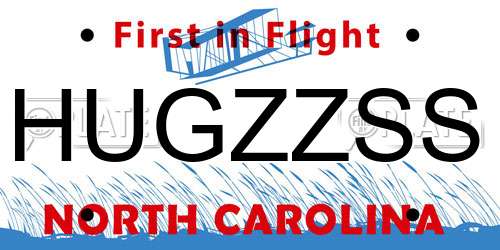 HUGZZSS North Carolina License Plate