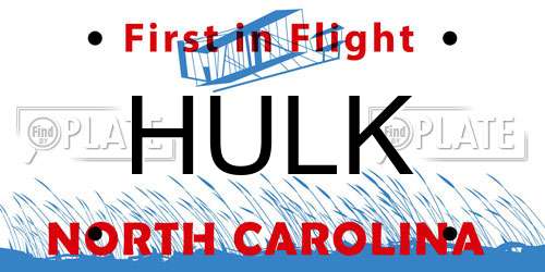 HULK North Carolina License Plate