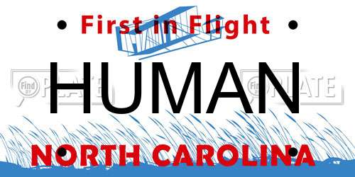 HUMAN license plate in NC state