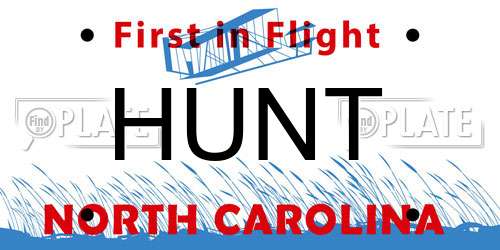 HUNT North Carolina License Plate