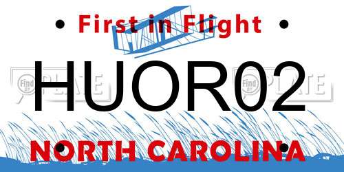 HUOR02 North Carolina License Plate