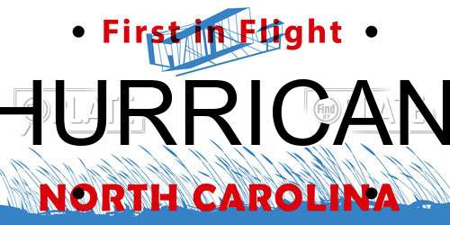 HURRICAN North Carolina License Plate