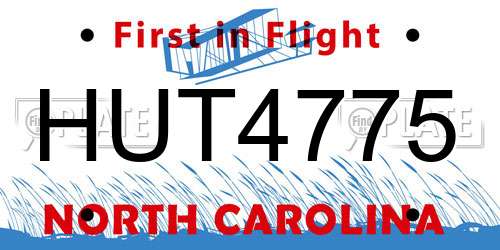 HUT4775 North Carolina License Plate