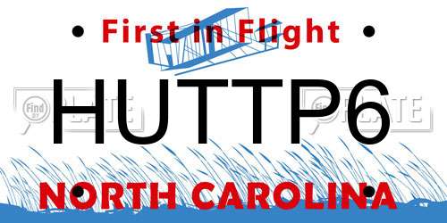 HUTTP6 North Carolina License Plate
