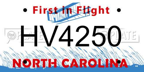 HV4250 North Carolina License Plate
