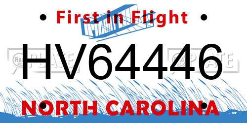 HV64446 North Carolina License Plate