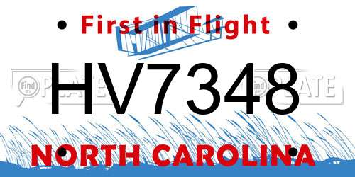 HV7348 North Carolina License Plate