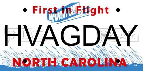 HVAGDAY North Carolina License Plate