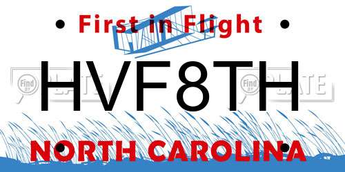 HVF8TH North Carolina License Plate