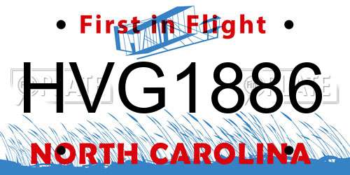 HVG1886 North Carolina License Plate