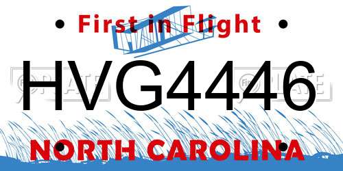 HVG4446 North Carolina License Plate