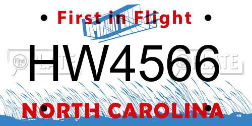 HW4566 North Carolina License Plate