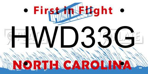 HWD33G North Carolina License Plate