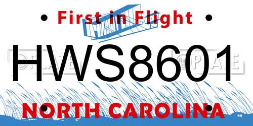 HWS8601 North Carolina License Plate