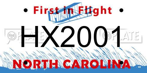 HX2001 North Carolina License Plate