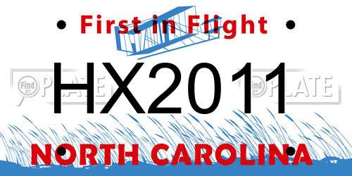 HX2011 North Carolina License Plate