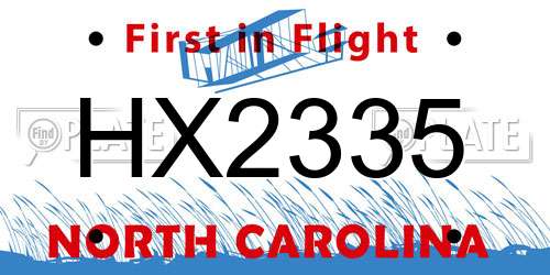 HX2335 North Carolina License Plate