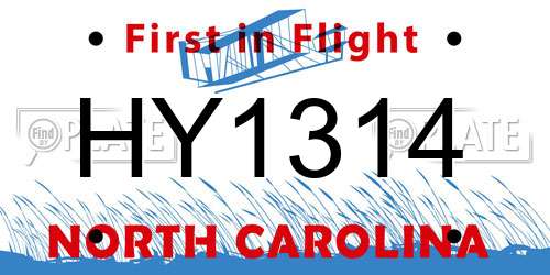 HY1314 North Carolina License Plate