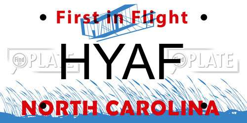 HYAF North Carolina License Plate